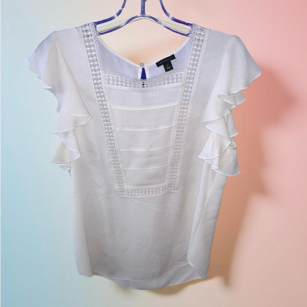 Ann Taylor Cascading Ruffled Sleeves Top Size Medium